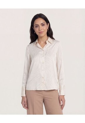 Camisa Para Mujer Manga Larga Color Beige Marca Ostu #40010345