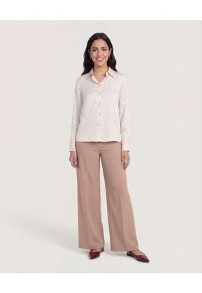 Camisa Para Mujer Manga Larga Color Beige Marca Ostu #40010345