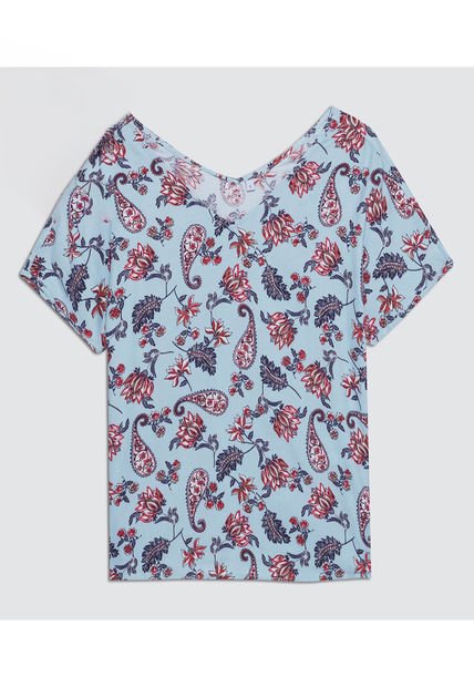 Blusa Para Mujer Manga Corta Color Azul Claro Marca Ostu #40120852