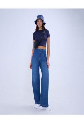 Crop Top Para Mujer Manga Corta Color Azul Marca Ostu #40092150