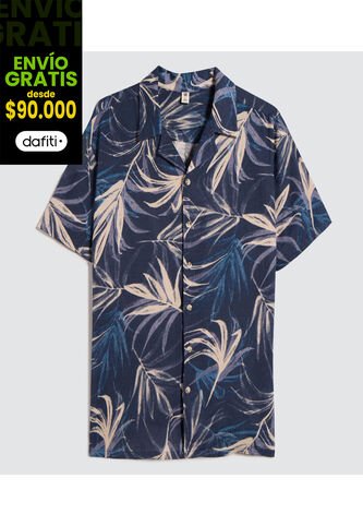 Camisa Para Hombre Manga Corta Sin Bolsillo Color Azul  Marca Ostu #60010760 Ostu