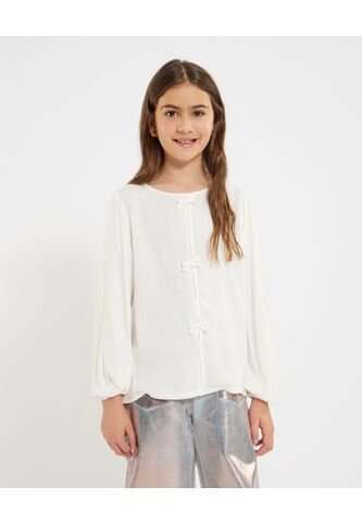 Blusa Infantil Niña Manga Larga Color Crema Marca Ostu #90120052 Ostu