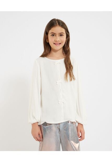 Blusa Infantil Niña Manga Larga Color Crema Marca Ostu #90120052