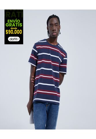 Camiseta Para Hombre Manga Corta Color Azul  Marca Ostu #60090933 Ostu