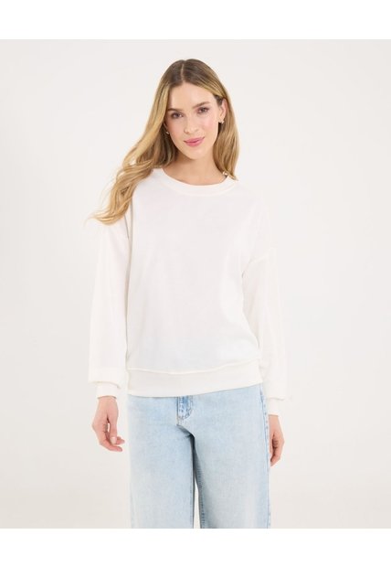 Buzo Para Mujer Cuello Redondo Color Crema Marca Ostu #40060433