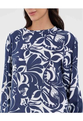 Blusa Para Mujer Manga 3/4 Color Azul Marca Ostu #40121210