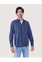 Camisa Para Hombre Manga Larga Con Bolsillo Color Azul  Marca Ostu #60010752 de Ostu