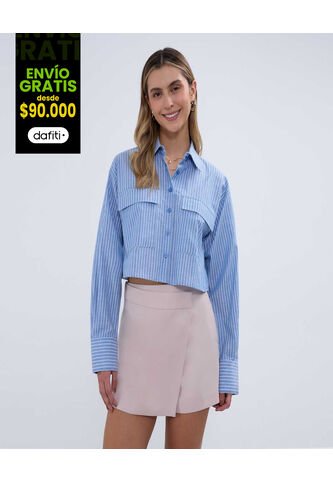 Camisa Para Mujer Manga Larga Color Azul  Marca Ostu #40010250 Ostu