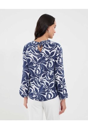 Blusa Para Mujer Manga 3/4 Color Azul Marca Ostu #40121210