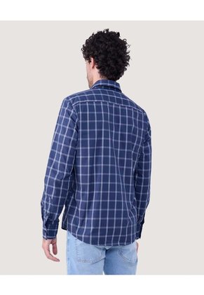 Camisa Para Hombre Manga Larga Con Bolsillo Color Azul  Marca Ostu #60010752