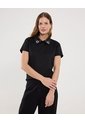 Polo Para Mujer Manga Corta Color Negro Marca Ostu #40110182 de Ostu