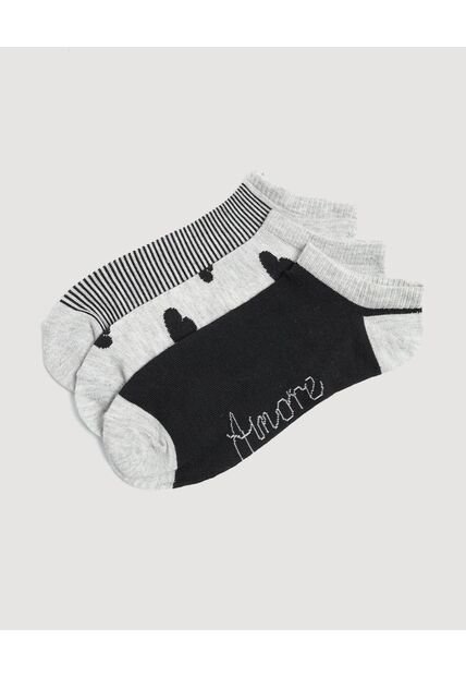 Medias Pack X3 Media Invisible X3 Para Mujer Negro Ostu