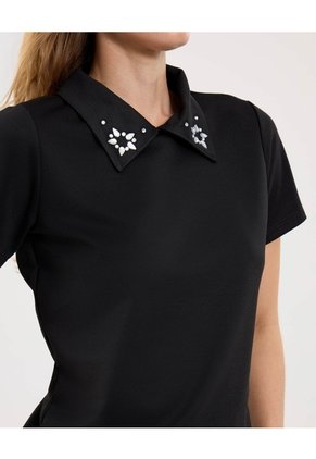 Polo Para Mujer Manga Corta Color Negro Marca Ostu #40110182