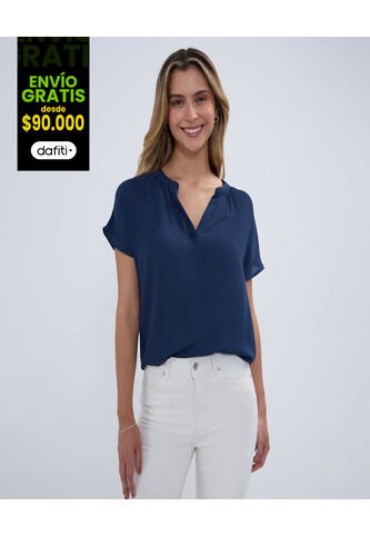 Blusa Para Mujer Manga Corta Color Azul  Marca Ostu #40121053 Ostu