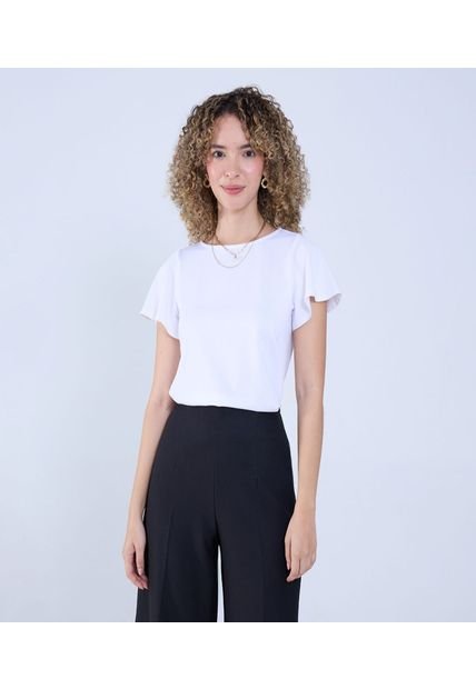 Camiseta Para Mujer Manga Corta Cuello Redondo Color Blanco Marca Ostu #40092222