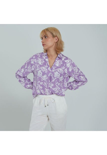 Blusa Para Mujer Manga 3/4 Color Lila  Marca Ostu #40120899