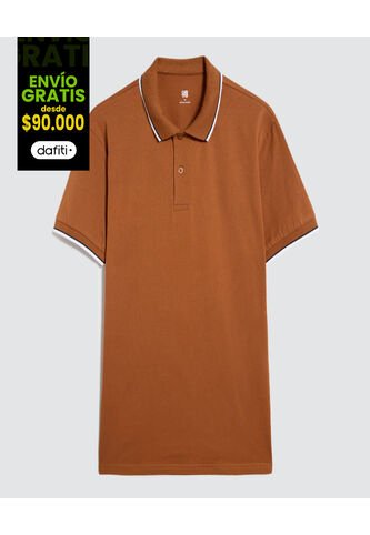 Polo Para Hombre Cuello Tejido Sin Bolsillo Color Café  Marca Ostu #60110715 Ostu