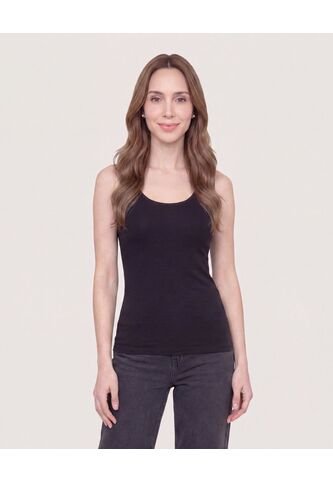 Camiseta Básica Tipo Tank  Para Mujer Negro Ostu Ostu