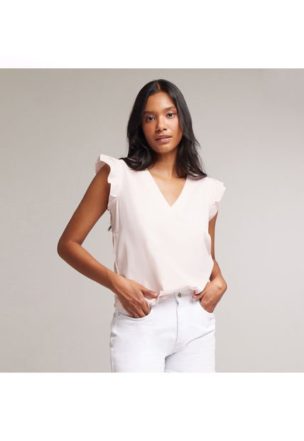 Blusa Para Mujer Manga Corta Color Rosa Marca Ostu #40120719