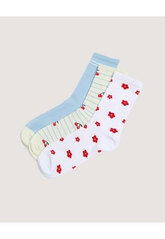 Medias Pack X3 Caña Corta Con Estampado X3 Para Mujer Negro Ostu Ostu