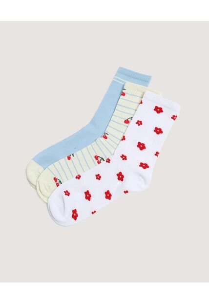 Medias Pack X3 Caña Corta Con Estampado X3 Para Mujer Negro Ostu
