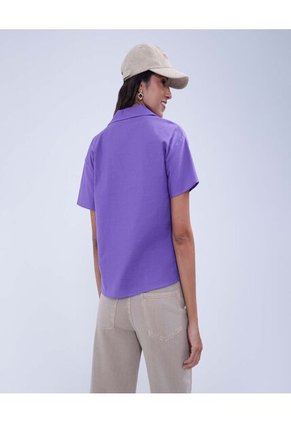 Camisa Para Mujer Manga Corta Color Morado Marca Ostu #40010209