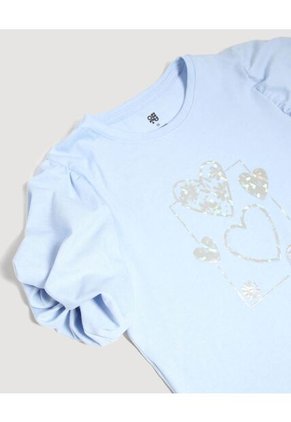 Camiseta Infantil Niña Manga Corta Cuello Redondo Color Celeste Marca Ostu #90090325