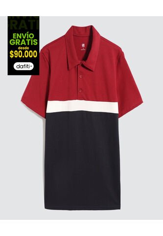 Polo Para Hombre Cuello Maquina Sin Bolsillo Color Rojo Marca Ostu #60110712 Ostu