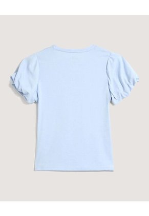 Camiseta Infantil Niña Manga Corta Cuello Redondo Color Celeste Marca Ostu #90090325