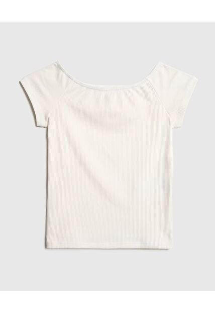 Camiseta Infantil Niña Manga Corta Cuello Redondo Color Crema Marca Ostu #90090318
