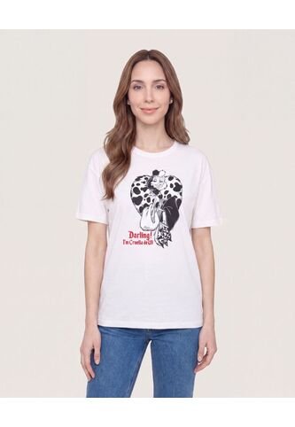 Camiseta Relaxed Con Screen Cruella  Para Mujer Crema Ostu Ostu