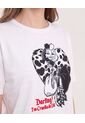 Camiseta Relaxed Con Screen Cruella  Para Mujer Crema Ostu de Ostu