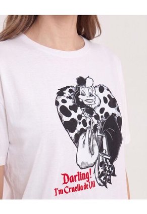 Camiseta Relaxed Con Screen Cruella  Para Mujer Crema Ostu
