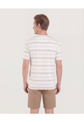 Camiseta  Para Hombre Manga Corta Cuello Redondo Color Arena Marca Ostu #60091811