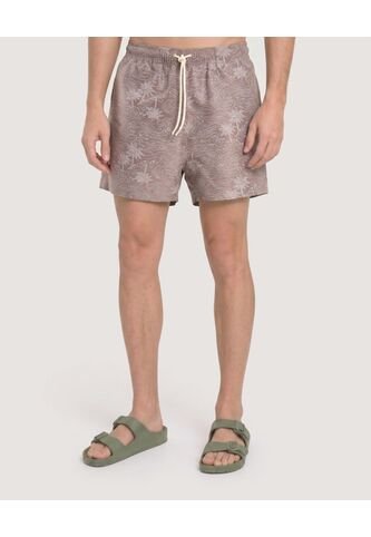 Pantaloneta De Baño Estampada  Para Hombre Café Ostu Ostu