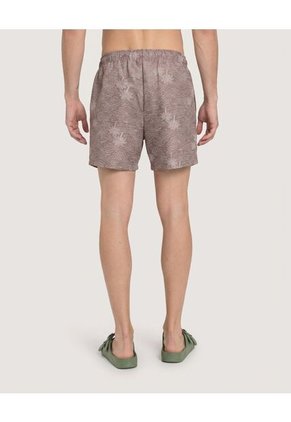 Pantaloneta De Baño Estampada  Para Hombre Café Ostu