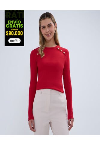 Camiseta Para Mujer Manga Larga Color Rojo Marca Ostu #40092217 Ostu