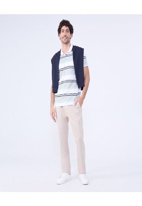 Polo Para Hombre Cuello Tejido Con Bolsillo Color Blanco Marca Ostu #60110716