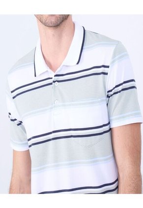 Polo Para Hombre Cuello Tejido Con Bolsillo Color Blanco Marca Ostu #60110716