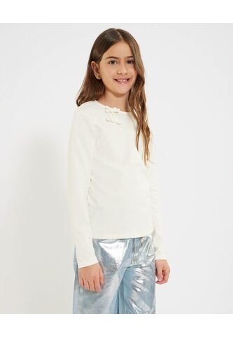 Camiseta Infantil Niña Manga Larga Cuello Redondo Color Crudo Marca Ostu #90090321 Ostu