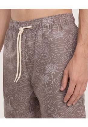 Pantaloneta De Baño Estampada  Para Hombre Café Ostu