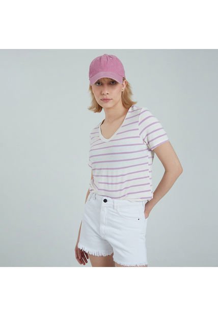 Camiseta Para Mujer Manga Corta Color Lila  Marca Ostu #40091853