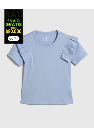 Camiseta Para Niña Manga Corta Color Azul  Marca Ostu #90090217 Ostu