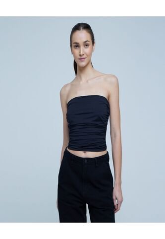 Crop Top Para Mujer Manga Sisa Color Negro Marca Ostu #40092024 Ostu