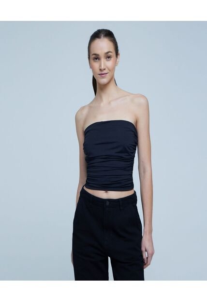 Crop Top Para Mujer Manga Sisa Color Negro Marca Ostu #40092024