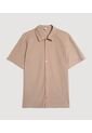 Camisa Para Hombre Manga Corta Sin Bolsillo Cuello Casual M Color Beige Marca Ostu #60010886 de Ostu