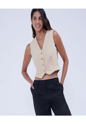 Chaleco Para Mujer  Color Arena Marca Ostu #40250016