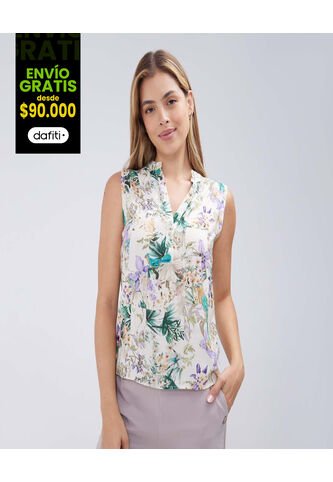 Blusa Para Mujer Manga Sisa Color Crudo Marca Ostu #40121009 Ostu