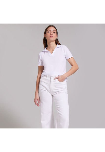 Polo Para Mujer Manga Corta Color Blanco Marca Ostu #40110137