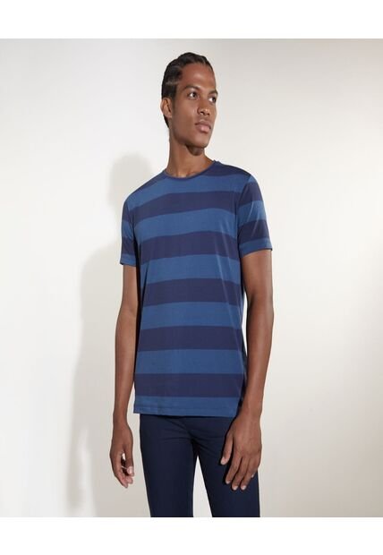 Camiseta Para Hombre Manga Corta Color Azul  Marca Ostu #60090800